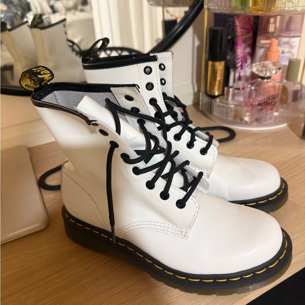 Dr. Martens White Leather Boots